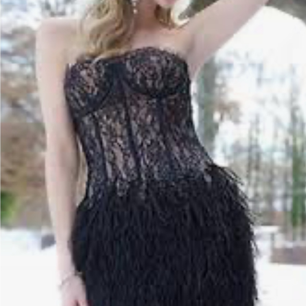 Jovani Dress - Feather and Sequin